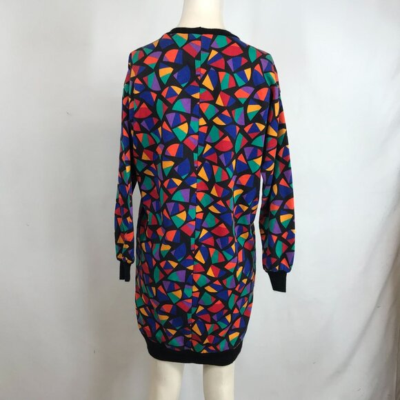VTG no excuses - women's s/m- multicolor long sleeve crew neck sweatshirt dress - Picture 5 of 7